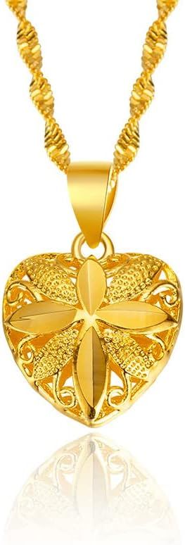 Gold Heart Necklace With Free Heart Ring (GIFT)