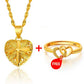 Gold Heart Necklace With Free Heart Ring (GIFT)
