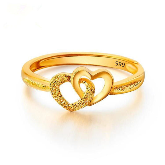 Gold Heart Necklace With Free Heart Ring (GIFT)